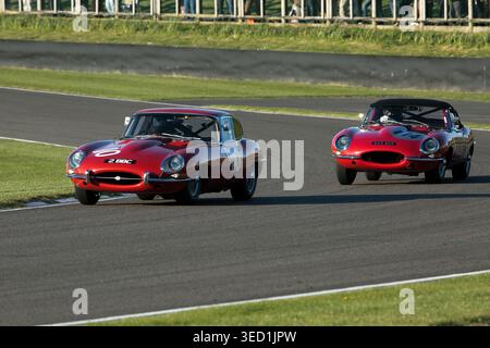 1962 Jaguar e-TYPE guidata da Rory Henderson / Michael Squire (sinistra),1961 e-TYPE guidata da Bitirim CAN / David Gardner nella gara di Protheroe Cup al Foto Stock