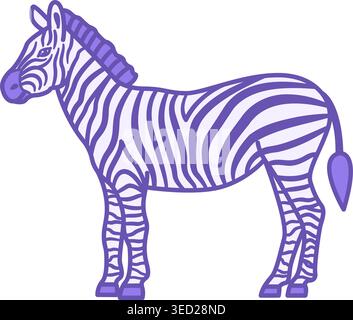 Icona Zebra Color. Illustrazione vettoriale. Mammifero, cavallo a righe. Concetto animale Illustrazione Vettoriale
