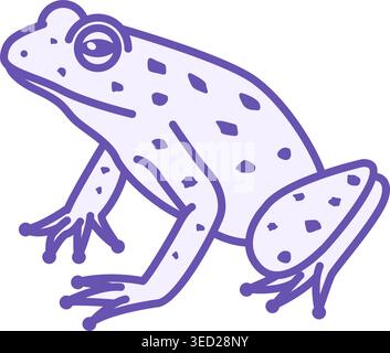 Icona rana colorata. Illustrazione vettoriale. Anfibio, anfibio, rospo. Rana con occhi grandi e gambe lunghe per saltare. Concetto animale Illustrazione Vettoriale