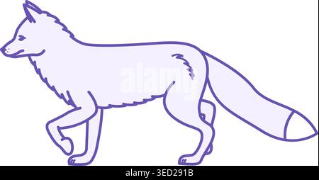 Icona Fox colorata. Illustrazione vettoriale. Mammifero predatorio. Carina Fox con soffice Big Tail. Simbolo di astuzia. Concetto animale Illustrazione Vettoriale