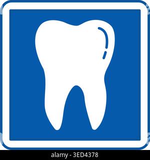 Segno Odontoiatrico blu. Icona vettoriale. Dente, clinica dentale, cure dentali. Firma reparto ospedaliero Illustrazione Vettoriale