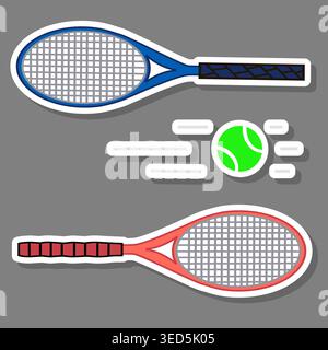 Illustrazione sul tema dell'accessorio della collezione set per il gioco sportivo di tennis, schema costituito da elementi sport game tennis, composizione astratta di spo Illustrazione Vettoriale