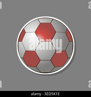 Illustrazione sul tema dell'accessorio della collezione set per il gioco sportivo di calcio, schema costituito da elementi di gioco sportivo di calcio, composizione astratta di Illustrazione Vettoriale