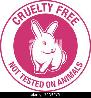 Cartello Cruelty free - emblema circolare per prodotti non testati su animali - marchio di imballaggio per cosmetici - logo di protezione della fauna selvatica. Logo vettoriale Illustrazione Vettoriale
