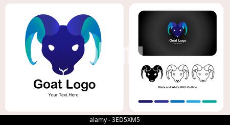 Design vettoriale con logo di capra, disponibile per icona, simbolo, emelent e altri Illustrazione Vettoriale