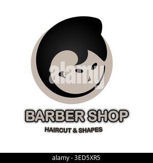 Design del logo vettoriale DEL BARBIERE, adatto per il design di simboli, segni o elementi per descrivere tagli di capelli e forme Illustrazione Vettoriale