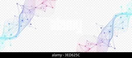 Punti di connessione di rete tecnica astratta. Background digitale e tecnologia dei big data. Sfondo blu con effetto linee del plesso. Sfondo geometrico con Illustrazione Vettoriale