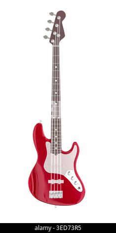 Chitarra elettrica rossa 3d isolata Foto Stock