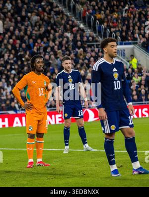 Partita amichevole internazionale tra Scozia e Costa d'Avorio Foto Stock