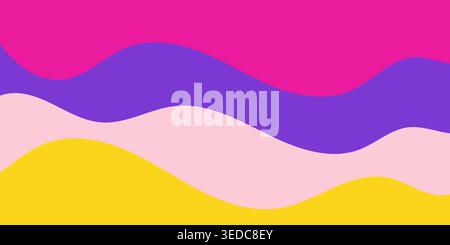 Onde astratte vibranti in viola, rosa e giallo Illustrazione Vettoriale
