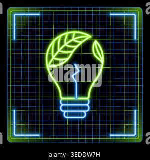 Icona della lampadina a energia pulita, concetto di innovazione, lascia la forma di una lampada. Illustrazione Vettoriale
