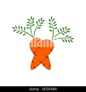 Illustrazione del vettore del mazzo di carote, verdure agricole biologiche isolate su bianco Illustrazione Vettoriale