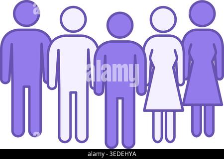 Icona persone colorate. Icona vettoriale della folla di persone. Gruppo del team aziendale. Concetto di unità del personale o gruppo di persone Illustrazione Vettoriale