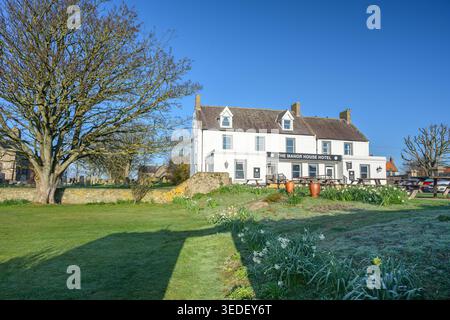 Manor House Hotel su Holy Island al largo della costa di Northumberland nell'Inghilterra settentrionale Foto Stock