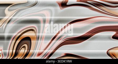 Questa immagine presenta un disegno astratto dinamico con motivi vorticosi di tonalità marrone, rosso e grigio, che creano un effetto visivo ipnotico con un'immagine fluida, Foto Stock