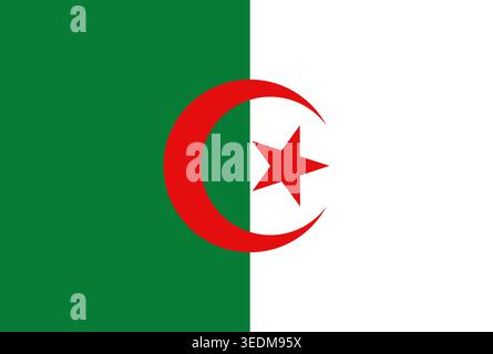 Bandiera dell'Algeria. Bandiera nazionale dell'Algeria. Illustrazione vettoriale. Illustrazione Vettoriale