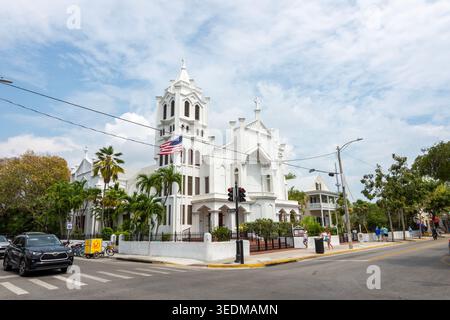 KEY WEST, Florida, Stati Uniti: La storica chiesa episcopale di St. Paul, situata all'angolo di una strada nel cuore di Key West. Foto Stock