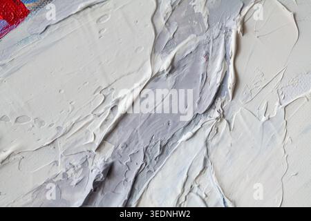 Pittura a mano intera e frammenti creati utilizzando olio e palette su tela, con particolare attenzione a texture e strati Foto Stock