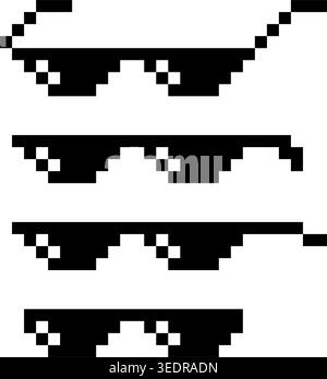 Icona degli occhiali retrò pixelati su sfondo bianco con uno stile diverso. Illustrazione vettoriale Illustrazione Vettoriale
