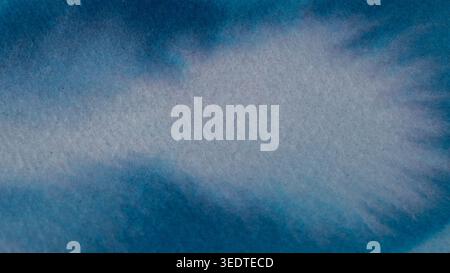 Le astrazioni acquerello mostrano trame e colori in tonalità blu con transizioni morbide e motivi fluenti Foto Stock