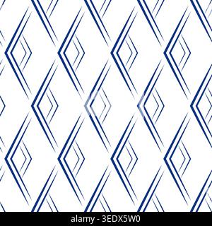 Motivo geometrico senza cuciture rombi blu su bianco Illustrazione Vettoriale
