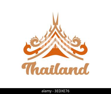 Ristorante thailandese, tempio sul tetto, santuario thailandese Illustrazione Vettoriale