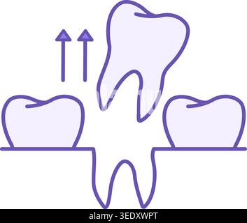 Icona di estrazione denti colorati. Icona del vettore di rimozione dei denti di saggezza. Trattamento chirurgico dentale. Medicina e Odontoiatria Illustrazione Vettoriale