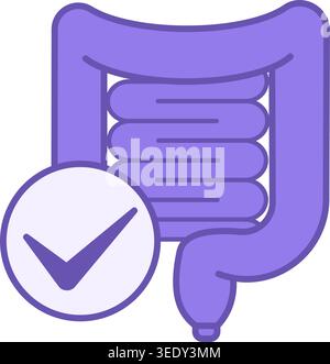 Icona intestino colorato. Illustrazione vettoriale. Organo umano. Stile di vita sano. Concetto nutrizionale Illustrazione Vettoriale