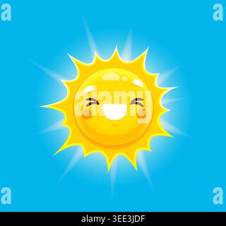 Una simpatica mascotte da sole con il viso sorridente Illustrazione Vettoriale