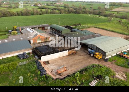 Vista aerea di una fattoria nello Shropshire, Regno Unito Foto Stock
