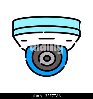 icona della linea dei colori della telecamera cctv. Elemento isolato vettoriale. Traccia modificabile. Illustrazione Vettoriale