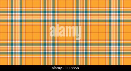 Tessuto Hanukkah a quadri, motivo tartan da cartolina. Sfondo Damasco texture vettoriale senza cuciture nella tavolozza dei colori arancione e bianco. Illustrazione Vettoriale