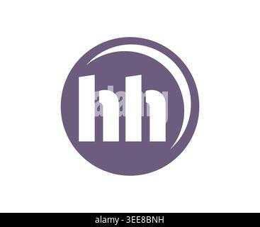 Emblema sportivo HH o logotipo di squadra. Logo della palla con una combinazione delle lettere iniziali H e H per il negozio di palline, l'azienda sportiva, l'allenamento, il badge del club. Vettore Illustrazione Vettoriale
