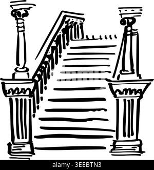 Illustrazione vettoriale della grande libreria disegnata a mano Illustrazione Vettoriale