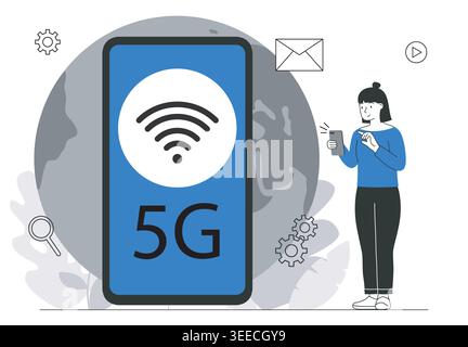 Connettività mobile 5G. Illustrazione vettoriale Illustrazione Vettoriale