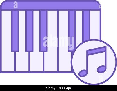 Icona piano colorata. Illustrazione vettoriale. Pianoforte con tasti e nota musicale. Strumento musicale. Concetto musicale Illustrazione Vettoriale