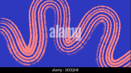 Sfondo con linea ondulata. Linee astratte disegnate a mano su sfondo blu. Foto Stock