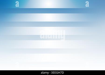 Uno sfondo astratto e pulito costituito da strisce orizzontali blu e bianche sfumate con un fascio luminoso verticale chiaro che splende attraverso il cente Foto Stock