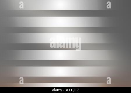 Uno sfondo astratto costituito da strisce sfumate orizzontali argentate e grigie, che offrono un look metallizzato e sofisticato con un leggero retrattile di luce Foto Stock