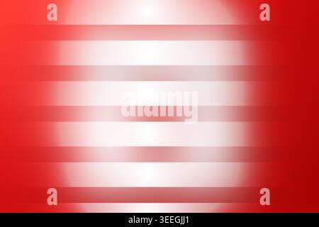 Un vivace sfondo astratto costituito da strisce bianche orizzontali sovrapposte a una sfumatura di rosso intenso con un brillante effetto luminoso nel cente Foto Stock