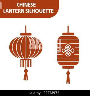Set tradizionale decorativo di Lanterna Cinese per la celebrazione del nuovo anno lunare. Illustrazione vettoriale Illustrazione Vettoriale