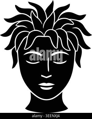 Medusa Head personaggio mitico silhouette illustrazione vettoriale per Art Design Illustrazione Vettoriale