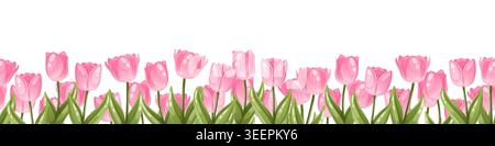 Profilo floreale a molla vettoriale senza cuciture con tulipani Illustrazione Vettoriale