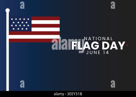Sfondo minimale Patriotic Flag Day con sbalorditiva illustrazione della bandiera americana per una grafica da festa professionale. Illustrazione Vettoriale