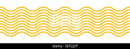 Striscione noddle senza interruzioni. Ripetizione geometrica astratta. Poster giallo Macaroni. Modello astratto ondulato. cerchio nell'illustrazione vettoriale delle linee. Può essere utilizzato come Illustrazione Vettoriale