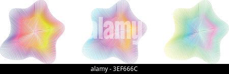 Forme astratte a stella ondulate e sfumate colorate con puntini mezzitoni per elementi grafici vettoriali e sfondi digitali moderni e futuristici Illustrazione Vettoriale