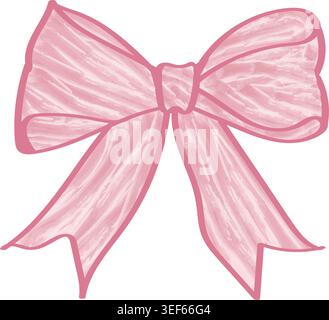 Splendido elemento decorativo ad arco con nastro rosa ad acquerello dipinto a mano per un compleanno femminile e un invito alle festività nuziali Illustrazione Vettoriale