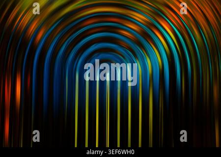 Curve luminose ondulate blu e gialle su sfondo scuro Foto Stock
