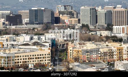 Una veduta da droni vicino a Race Street e Parkmoor Avenue che guarda verso est verso il centro di San Jose, California, domenica 1 febbraio 2026. (Foto di Nhat V. Meyer/Bay area News Group/TNS/Sipa USA) Foto Stock