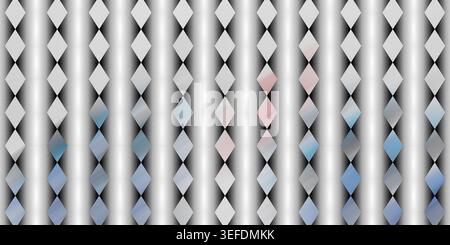 Uno sfondo digitale senza interruzioni caratterizzato da un pattern ripetuto di forme a rombo con un effetto sfumato e sottili sfumature blu. Foto Stock